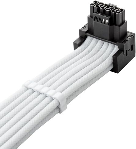 Cablemod e-series pro modmesh sleeved 12v-2x6 12vhpwr 90 ° STealthSense PCIe cable for Evga g / g+ / p+ / t-متغير (أسود+ أبيض ، 16 دبوسًا إلى رباعي ، 60 سم) in Kuwait