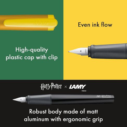 Lamy Nexx Harry Potter Slytherin Fountain Pen - قلم نافورة الإصدار الخاص مع نقش المنزل - NIB الصلب في الخط A - جسم الألومنيوم - مدفوع. خرطوشة الحبر T10 الأزرق - اليد اليمنى in Kuwait