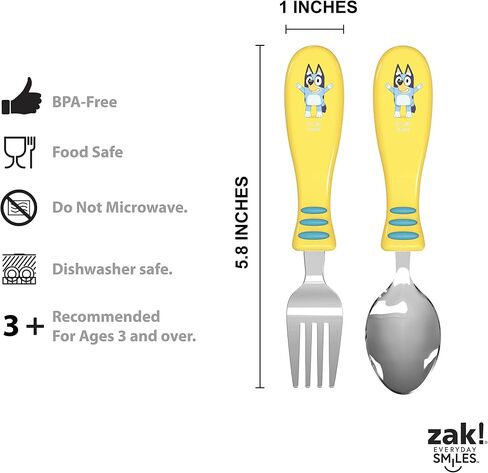 zak! 5-Piece Dinnerware Set, Gabby’s Dollhouse - Durable Plastic & Stainless Steel - Includes Water Bottle, 8-Inch Plate, 6-Inch Bowl, Fork & Spoon - Suitable for Kids Ages 3+ in Saudi Arabia