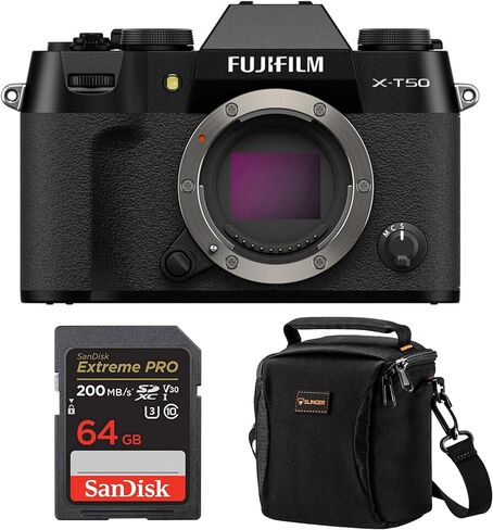 كاميرا رقمية Fujifilm X-T50 بدون مرآة ، حزمة مع بطاقة ذاكرة SDXC سعة 64 جيجابايت وحقيبة الكتف (شظية) in Kuwait