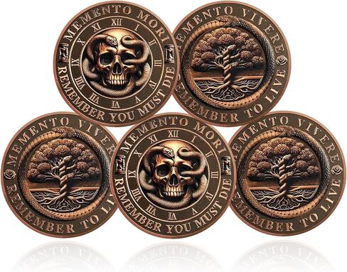 CHURYUML Memento Mori Memento Vivere Coin Stoic Reminder Token for Daily Stoic Meditations Cool Stoicism Gifts Skull Challenge Coins Tree of Life Inspirational Gifts Courage Worry Coins in Saudi Arabia
