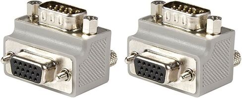 StarTech.com Right Angle VGA Adapter - Right Angle VGA to VGA - Male/Female - Type 2 - Male VGA to Female VGA (GC1515MFRA2),Gray (Pack of 2) in Kuwait