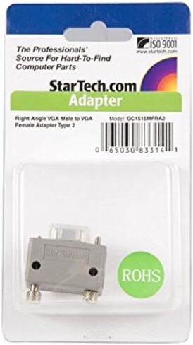 StarTech.com Right Angle VGA Adapter - Right Angle VGA to VGA - Male/Female - Type 2 - Male VGA to Female VGA (GC1515MFRA2),Gray (Pack of 2) in Kuwait