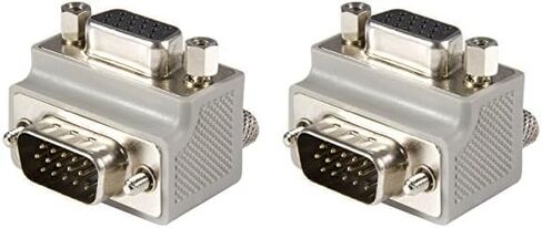 StarTech.com Right Angle VGA Adapter - Right Angle VGA to VGA - Male/Female - Type 2 - Male VGA to Female VGA (GC1515MFRA2),Gray (Pack of 2) in Kuwait