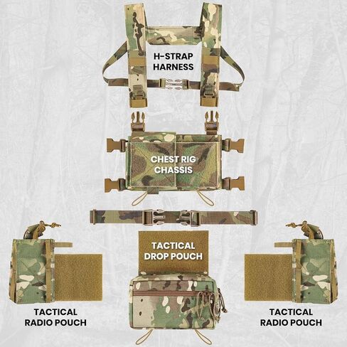 Tactical Chest Rig, MOLLE Compatible Plate Carrier System, 5.56/7.62 Mag Pouches, Detachable Panels in Saudi Arabia