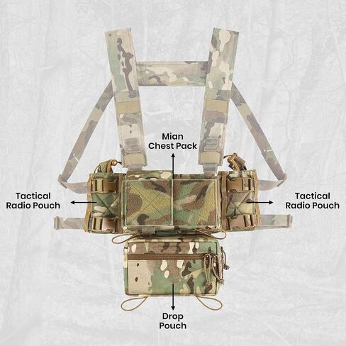 Tactical Chest Rig, MOLLE Compatible Plate Carrier System, 5.56/7.62 Mag Pouches, Detachable Panels in Saudi Arabia