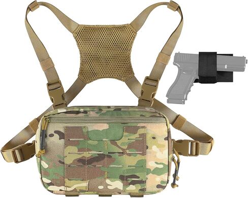 Tactical Chest Pack 2L Utility Molle Chest Rig CCW Chest Pouch Hiking Hunting Fishing Running Bag EDC Outdoor Pack in Kuwait