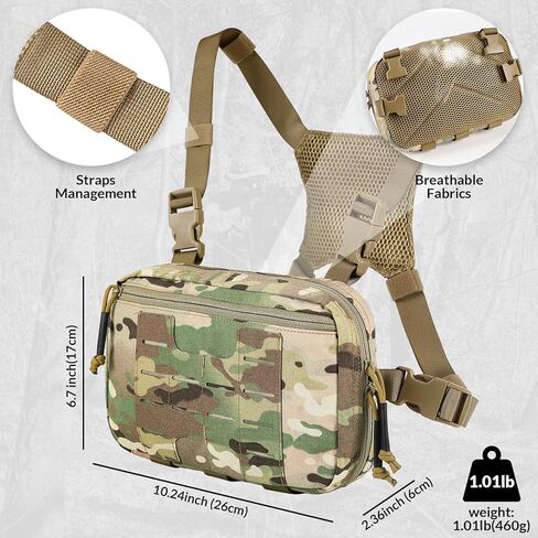 Tactical Chest Pack 2L Utility Molle Chest Rig CCW Chest Pouch Hiking Hunting Fishing Running Bag EDC Outdoor Pack in Kuwait
