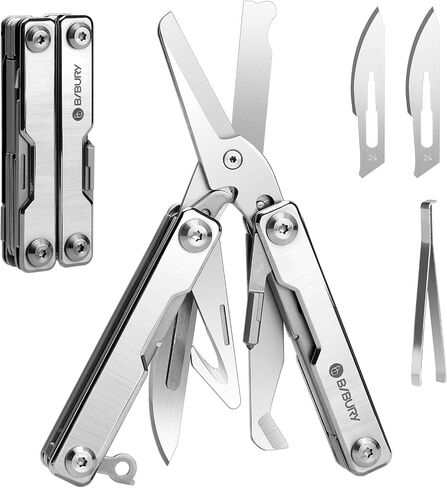 BIBURY Mini Keychain Multitool Scissors B12062B, 9 in 1 Multitool EDC Scissors with Screwdriver, Bottle Opener, Pocket Knife, Spring -Mini Multi Tool for Outdoor, Daily Use, Gifts for Men and Women in Kuwait