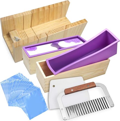 Voulosimi Silicone Soap Mould - صابون يصنع القطع القطع صابون القطع مع قاطع متموج وقطعة مستقيمة و 100 pcs 6 × 6 بوصة in Saudi Arabia