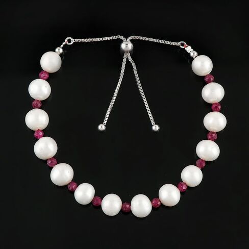 CRYSTALIS Natural Peridot And Freshwater Pearl Beaded Bolo Bracelet, Elegant Beads Crystal, Chakra Bracelet, Healing Bracelet, Gemstone Jewelry, Friendship Bracelet, 925 Sterling Silver Slider 10 inch in Saudi Arabia