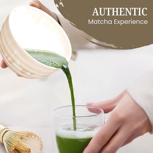 Jade Blue Matcha Whisk Set – Handcrafted Ceramic Bowl with Bamboo Chasen, Complete Matcha Kit for Traditional Japanese Tea Ceremony, Perfect for Whisking and Pouring Matcha Tea in Saudi Arabia