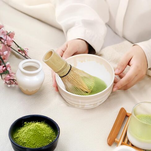 Jade Blue Matcha Whisk Set – Handcrafted Ceramic Bowl with Bamboo Chasen, Complete Matcha Kit for Traditional Japanese Tea Ceremony, Perfect for Whisking and Pouring Matcha Tea in Saudi Arabia