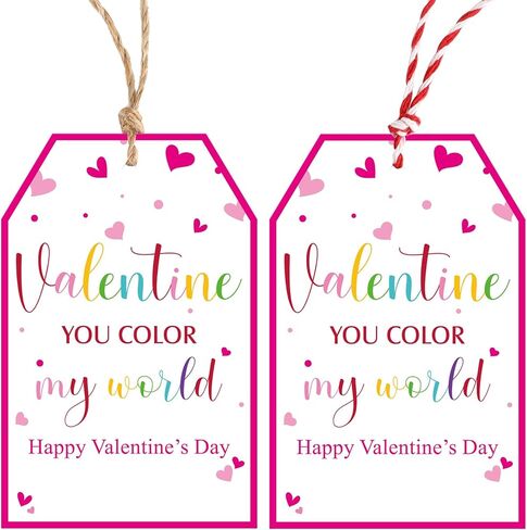 Valentines Gift Tags Happy Valentine's Day Gift Tags with String, 50 PCS Valentines Heart Gift Tags Valentine Design Personalized Tags for Gift Wrapping, Valentine's Day Decoration (Red and White) in Kuwait