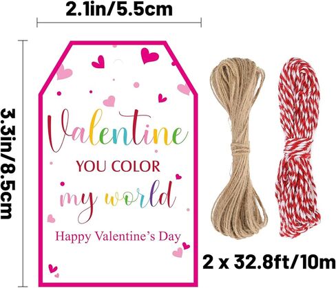 Valentines Gift Tags Happy Valentine's Day Gift Tags with String, 50 PCS Valentines Heart Gift Tags Valentine Design Personalized Tags for Gift Wrapping, Valentine's Day Decoration (Red and White) in Kuwait