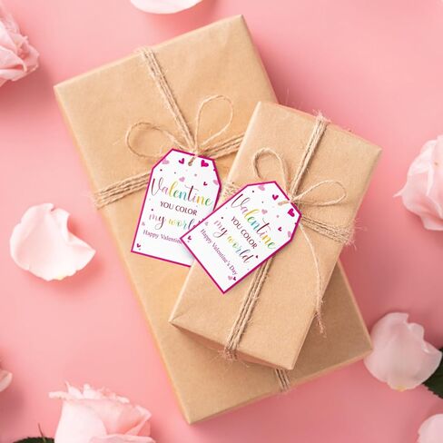 Valentines Gift Tags Happy Valentine's Day Gift Tags with String, 50 PCS Valentines Heart Gift Tags Valentine Design Personalized Tags for Gift Wrapping, Valentine's Day Decoration (Red and White) in Kuwait