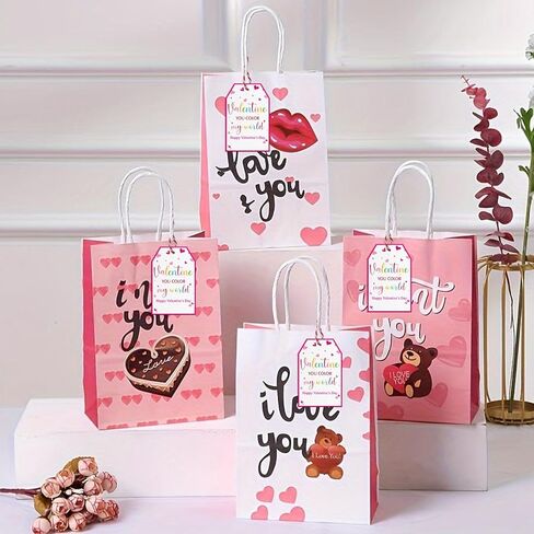 Valentines Gift Tags Happy Valentine's Day Gift Tags with String, 50 PCS Valentines Heart Gift Tags Valentine Design Personalized Tags for Gift Wrapping, Valentine's Day Decoration (Red and White) in Kuwait