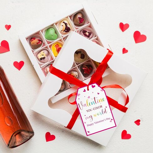 Valentines Gift Tags Happy Valentine's Day Gift Tags with String, 50 PCS Valentines Heart Gift Tags Valentine Design Personalized Tags for Gift Wrapping, Valentine's Day Decoration (Red and White) in Kuwait