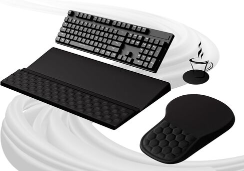 Ospelelf Ergonomic Mouse Pad and Keyboard Stand Wrist Rest Set, Memory Foam Comfort, Pain Relief for Typing, Office Desk Accessories, Moonlit Blossoms in Kuwait