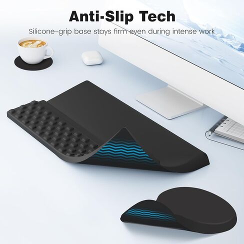 Ospelelf Ergonomic Mouse Pad and Keyboard Stand Wrist Rest Set, Memory Foam Comfort, Pain Relief for Typing, Office Desk Accessories, Moonlit Blossoms in Kuwait