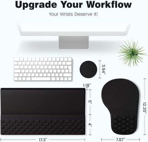 Ospelelf Ergonomic Mouse Pad and Keyboard Stand Wrist Rest Set, Memory Foam Comfort, Pain Relief for Typing, Office Desk Accessories, Moonlit Blossoms in Kuwait