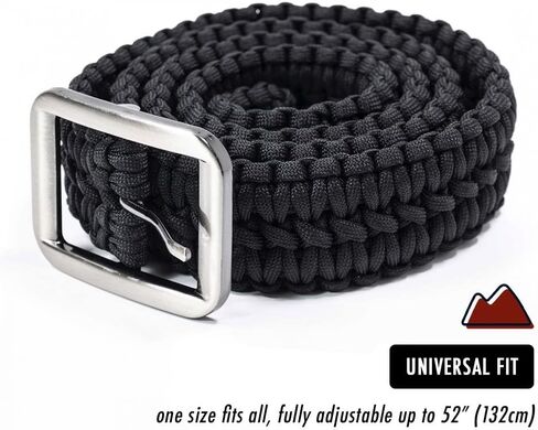 EDC Survival 550 Paracord Belt with Stainless Steel Buckle, 52 inch (Universal Fit, 3 colors) in Saudi Arabia