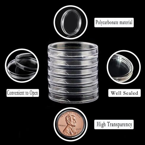 MUDOR Silver Dollar Coin Holders with 10 Size Gasket, 100 Pack Coin Storage Cases for Silver Eagle,Morgan,Cent,Nickel,Quarter, Plastic Coin Collection Supplies Protectors Capsules for Collectors in Kuwait