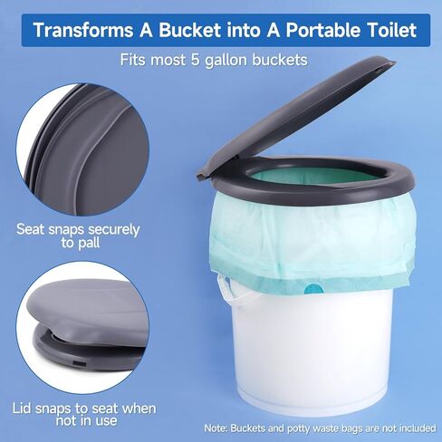 5 Gallon Bucket Toilet Seat,Portable Camping Toilet Seat for Camping,Hiking, Emergencies,Luggable Loo Camping Toilet Seat for Adults and Kids,Gary in Kuwait