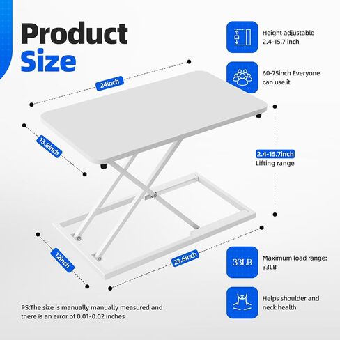Standing Desk Converter Height Adjustable, Sit to Stand up Desk Riser Computer Workstation use in Laptop and Single Monitor Ergonomic Desktop Workstation for Home Office - Black in Saudi Arabia