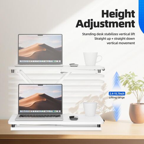 Standing Desk Converter Height Adjustable, Sit to Stand up Desk Riser Computer Workstation use in Laptop and Single Monitor Ergonomic Desktop Workstation for Home Office - Black in Saudi Arabia