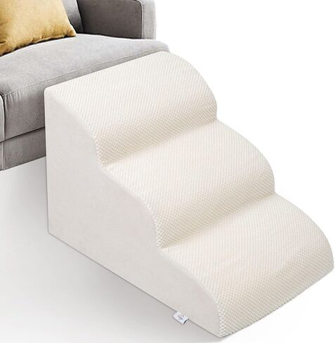 Dog Stairs for Small Dogs - High Density Foam Dog Ramp, Extra Wide Pet Steps with Non-Slip Bottom for High Beds, Couche and Sofa, Best for Dogs Injured, Older Dogs Cats (Grey, 3 Steps) in Kuwait