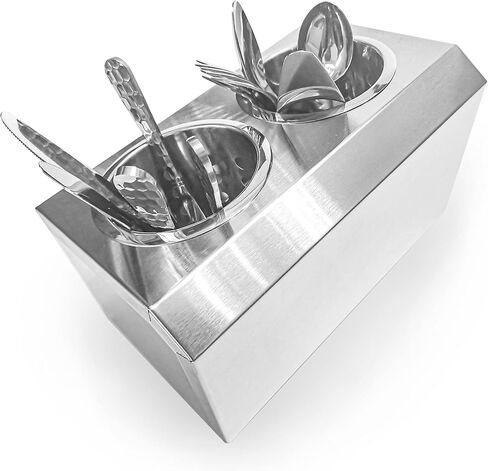 Flatware Organizers Stainless Steel Cylinder Flatware Silverware Utensil Holder Organizer Caddy (4 holes) in Saudi Arabia