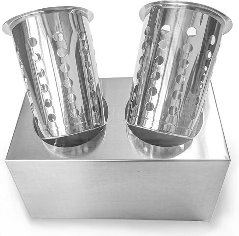 Flatware Organizers Stainless Steel Cylinder Flatware Silverware Utensil Holder Organizer Caddy (4 holes) in Saudi Arabia