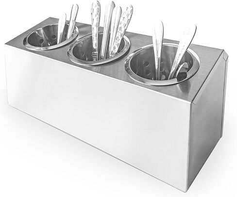 Flatware Organizers Stainless Steel Cylinder Flatware Silverware Utensil Holder Organizer Caddy (4 holes) in Saudi Arabia