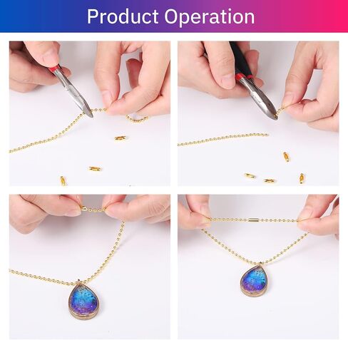 Mudder 65 Feet Stainless Steel Chains, 2.4mm Bead Link Chain with 40 Ball Connector Clasp and Plier for Necklace Hanging Ornament Key Chain Dog Pet Tags(Black) in Kuwait