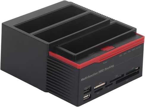 USB 3.0 to SATA Bay Hard Drive Docking Station, 2.5inch 3.5inch USB 3.0 SATA IDE HDD Docking Station, Triple Disk Drive Dock 2.5 3.5in SATA IDE USB3.0 HUB Card Reader (US in Saudi Arabia