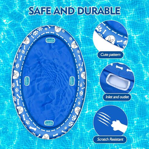 Dog Floats for Pool, Pet Pool Raft and Float with Durable Design, Inflatable Pool Floats for Medium and Large Dogs Up to 88lb, Float for Adult Dogs and Puppies Puppy Swimming in Kuwait