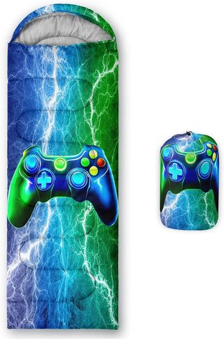 Axolotl Blue Gamepad Sleeping Bag,Waterproof Lightweight Gaming Sleeping Bag Game Console Camping Bag for Boys Teens,Warm and Cool Weather Green Portable Sleeping Bag for Camping Outdoor Indoor in Saudi Arabia