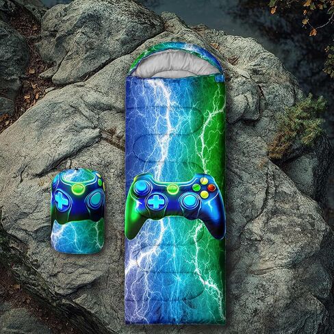 Axolotl Blue Gamepad Sleeping Bag,Waterproof Lightweight Gaming Sleeping Bag Game Console Camping Bag for Boys Teens,Warm and Cool Weather Green Portable Sleeping Bag for Camping Outdoor Indoor in Saudi Arabia