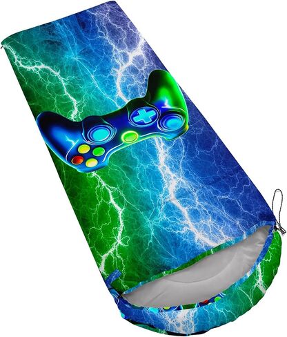 Axolotl Blue Gamepad Sleeping Bag,Waterproof Lightweight Gaming Sleeping Bag Game Console Camping Bag for Boys Teens,Warm and Cool Weather Green Portable Sleeping Bag for Camping Outdoor Indoor in Saudi Arabia