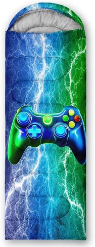 Axolotl Blue Gamepad Sleeping Bag,Waterproof Lightweight Gaming Sleeping Bag Game Console Camping Bag for Boys Teens,Warm and Cool Weather Green Portable Sleeping Bag for Camping Outdoor Indoor in Saudi Arabia