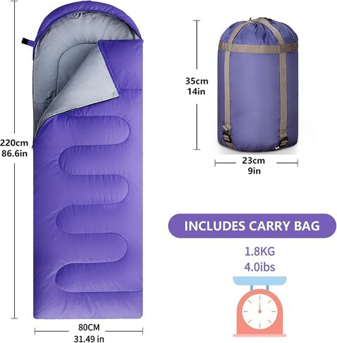Sleeping Bags for Adults, Teens & Kids - Use for 3-4 Seasons, Warm & Cold Weather - Lightweight,Waterproof, Use for Backpacking, Hiking and Camping in Saudi Arabia