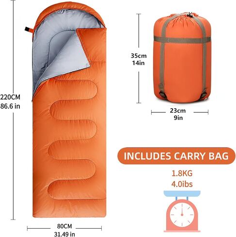 Sleeping Bags for Adults, Teens & Kids - Use for 3-4 Seasons, Warm & Cold Weather - Lightweight,Waterproof, Use for Backpacking, Hiking and Camping in Saudi Arabia