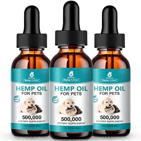Hemp Oil for Cats and Dogs (3 Packs) Pet Hemp Drops Helps Anxiety Stress Pain Holistic Inflammation Skin Allergies Relief Joint Hip Аrthritis Sleep Aid Calm Tincture Oils, Organic Extract Treats in Kuwait