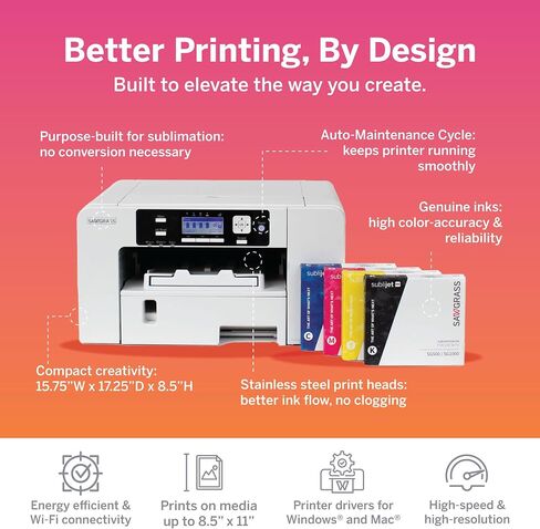 Sawgrass SG500 Sublimation Printer Bundle | Includes Professional Dye-Sublimation Printer, SubliJet UHD Inks & TruePix Sublimation Paper | Wi-Fi Connectivity | Create Custom Designs in Saudi Arabia