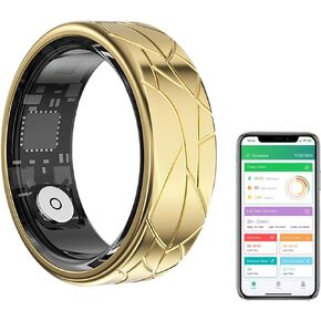 Fitness Tracker Smart Ring - Silver- Size10- Step Counter, Heart Rate Blood Oxygen Sleep Tracker Health Ring, 8ATM Waterproof Long Battery Life Smart Rings Compatible withIOS & Android