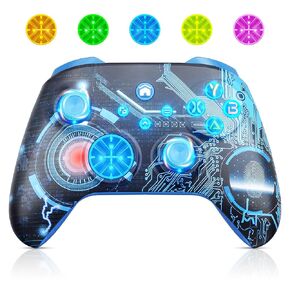 وحدة التحكم اللاسلكية LED لـ Xbox Series X | S ، Xbox One X | S ، PC ، Steam ، Custom Gamepad Town Up Gaming Controller مع مقبس الصوت/التوربو/التوربو/الاهتزاز المزدوج.