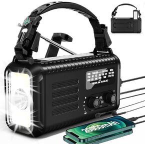 Emergency Hand Crank Weather Radio, Portable Solar Survival Radio with NOAA/AM/FM, 20000mAh Rechargeable Battery, Flashlight Reading Lamp, SOS Alarm Power Bank Survival Kit for Hurricane,Power Outages