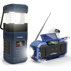 Emergency Radio Waterproof Bluetooth Speaker,Camping Lantern, Portable AM/FM Radio,Hand Crank Solar NOAA Weather Alert Radio,5000mAH Cell Phone Charger,Flashlight,SOS Alarm for Outdoor