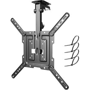 PUTORSEN Flip Down TV Mount, Manual Folding Ceiling TV Mount for Most 23'' to 55'' TVs, Height Adjustable Drop Down TV Mount for Flat & Pitched Roof, Swivel, Max Load 44lbs, Max VESA 400x400, Black